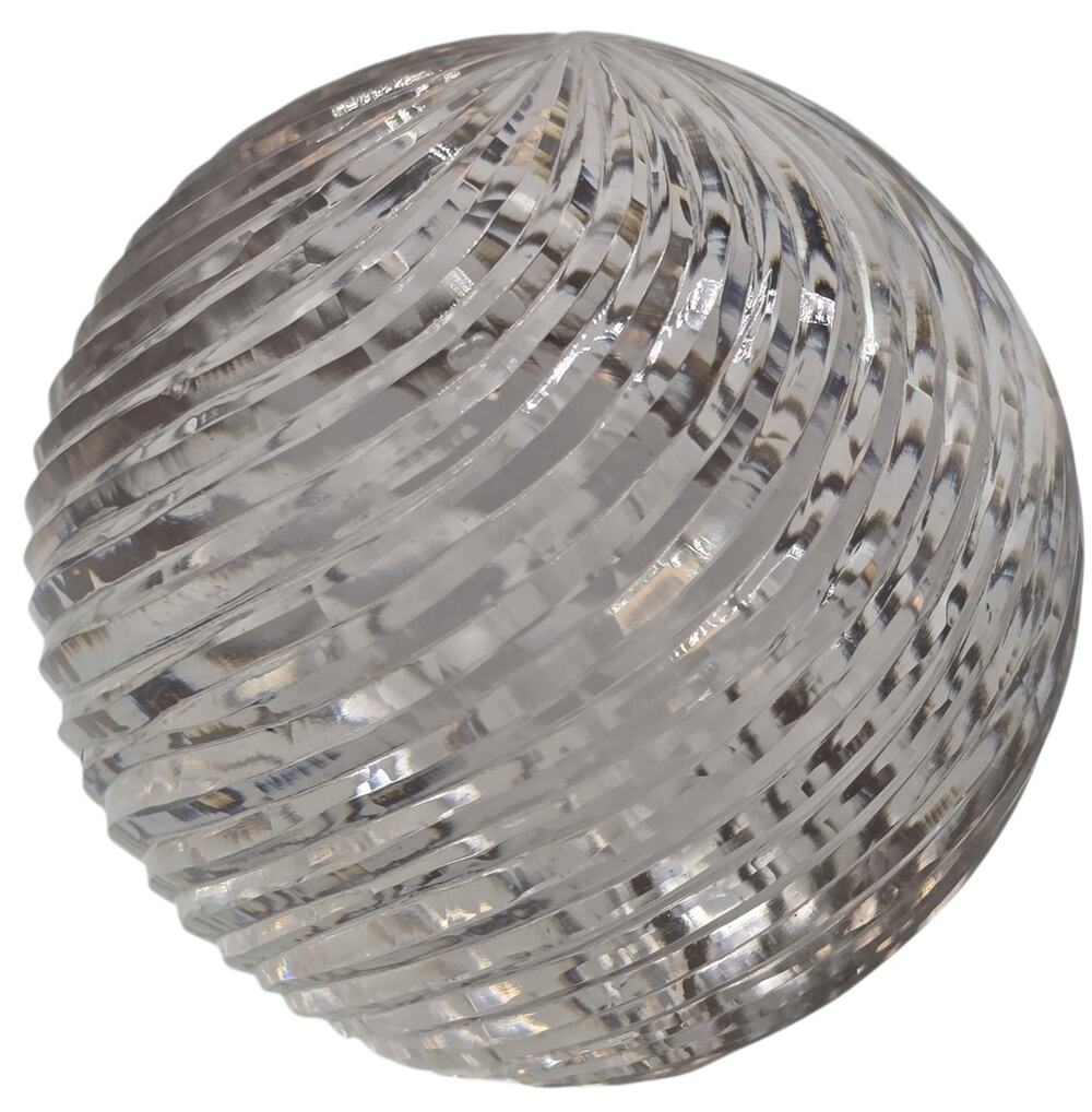 CLEAR CUT GLASS SWIRL PAPERWEIGHT